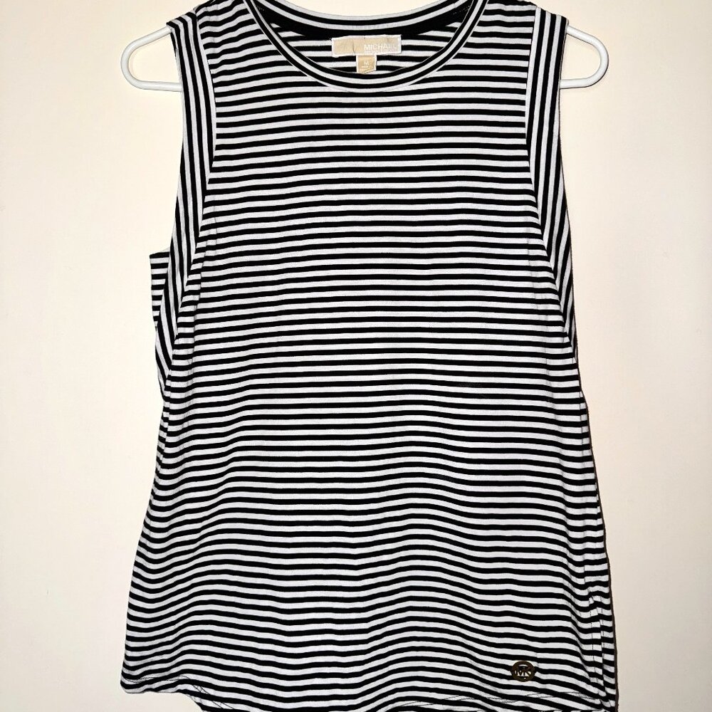 MK Michael Kors IVY Blouse/Sleeveless Shirt white with black stripes size medium